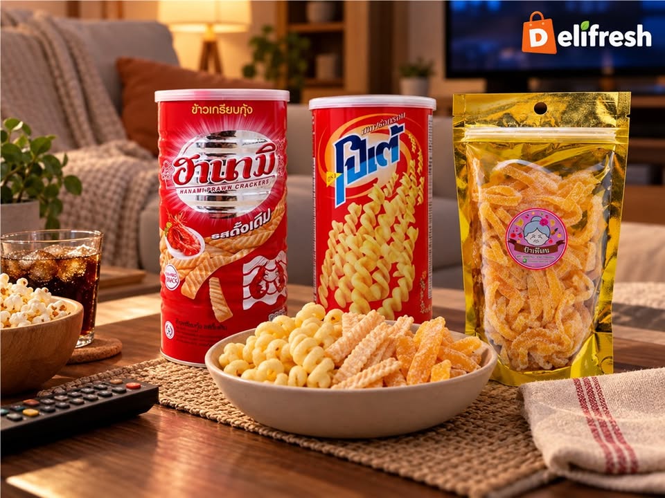 For a quiet night in, it helps to have a few different Thai snacks to choose from. Hanami shrimp crackers, Pot
