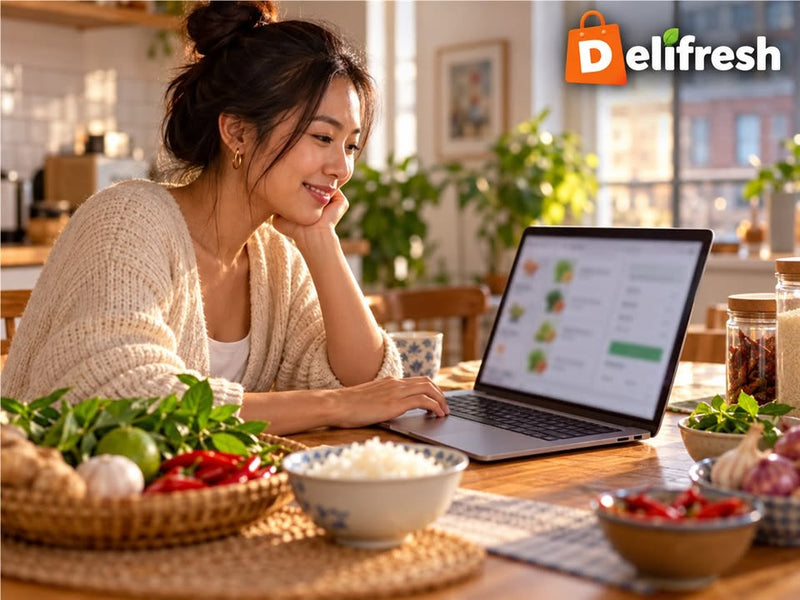 Planning a Delifresh order for your address? Add the items you want, then review the delivery option and final