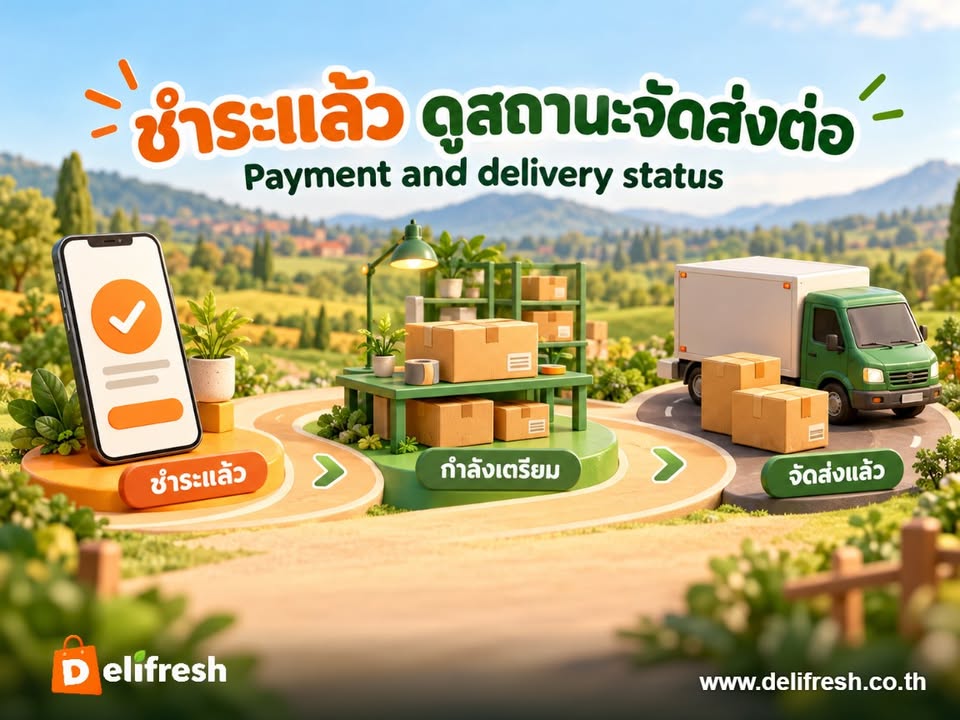 Payment and delivery are separate stages of an order. A paid order may still be awaiting preparation or being 