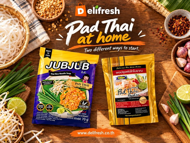 Two different starting points for pad Thai at home: JubJub pad Thai rice-noodle soup or Gosto traditional pad 
