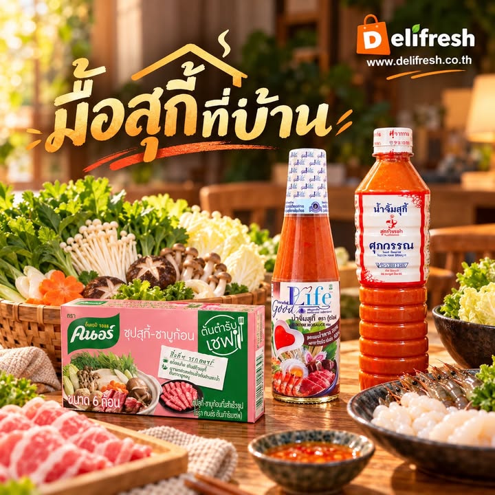 มื้อสุกี้ที่บ้าน เลือกตัวช่วยให้เหมาะกับรสที่ชอบ ทั้งซุปสุกี้ชาบูก้อนคนอร์ น้ำจิ้มสุกี้กู๊ดไรฟ์ และน้ำจิ้มสุกี