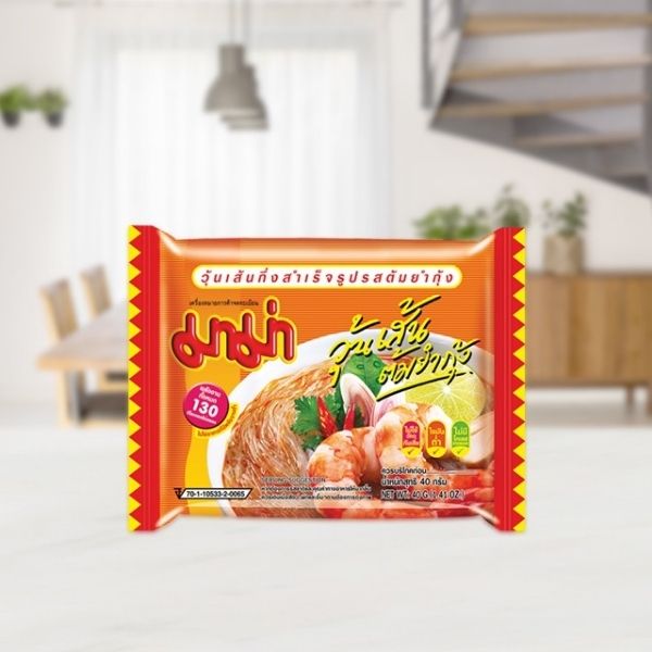 Nouilles de verre instantanées, saveur crevettes Tom Yum (40 g x 6 sachets)