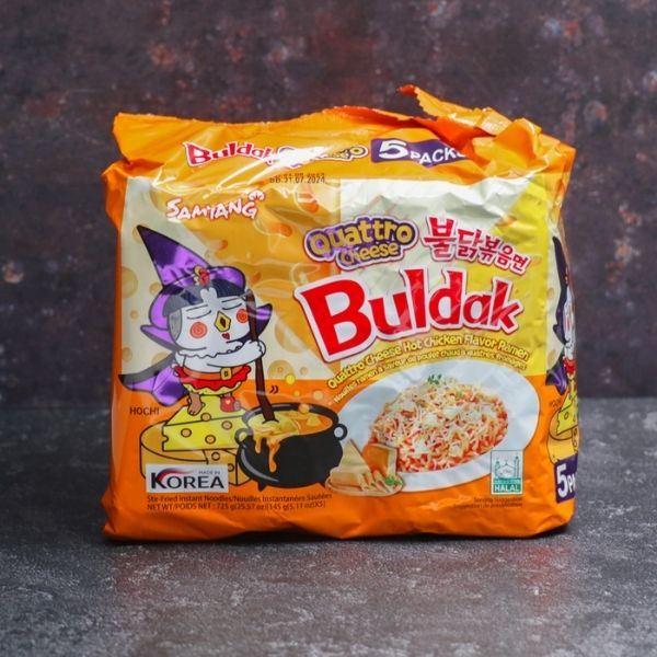 Nouilles instantanées, saveur poulet épicé à la coréenne, quatre fromages, 145 g (lot de 5 sachets)