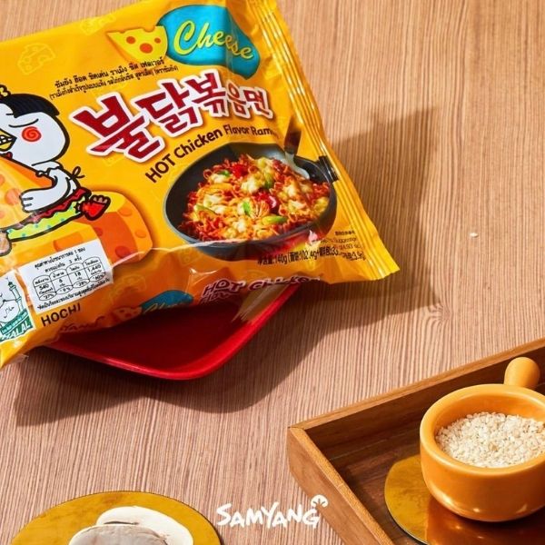 Mì ăn liền khô, vị gà cay phô mai, 140g (gói 5 hộp)