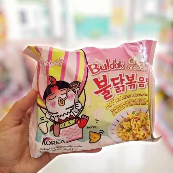 Nouilles instantanées sèches, saveur carbonara épicée, 140 g (paquet de 5)
