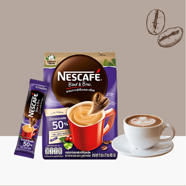 Café instantané 3 en 1, formule faible en sucre, 15 g (paquet de 27 sachets).