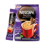 Café instantané 3 en 1 allégé en sucre, Nescafé, paquet de 27 sachets de 15 g, savoureux et pratique.
