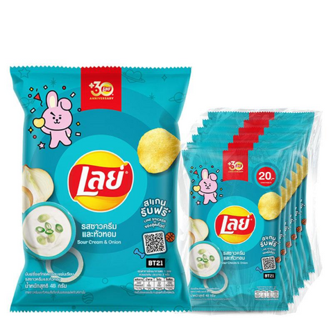 มันฝรั่งแท้ทอดกรอบ รสซาวครีมและหัวหอม 48g ( แพ็ค 6 )